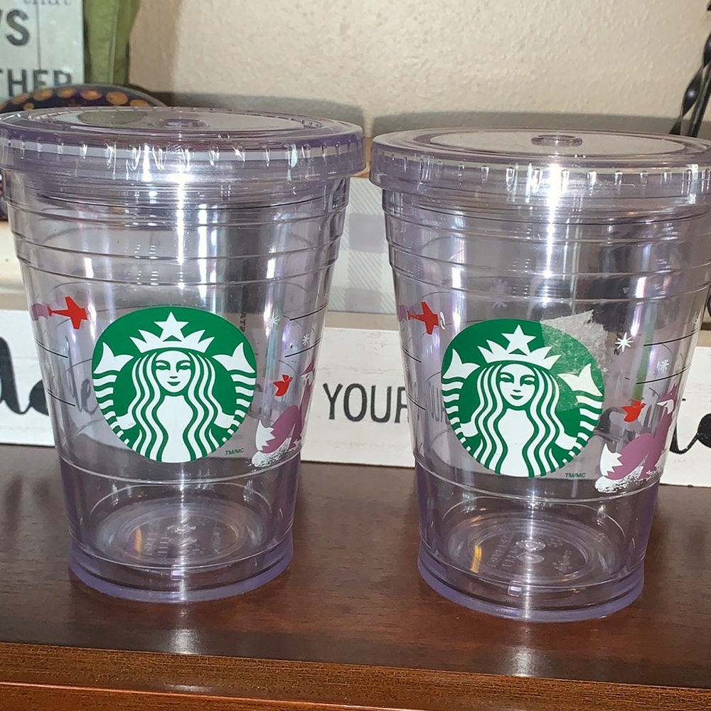 Starbucks 2012 Christmas Fox Holiday Cold Cup 12oz EUC